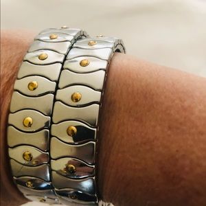 Stainless steel stretch silver with gold accent
